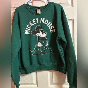 Disney Teal Mickey Mouse Women's Crew Neck Sweater